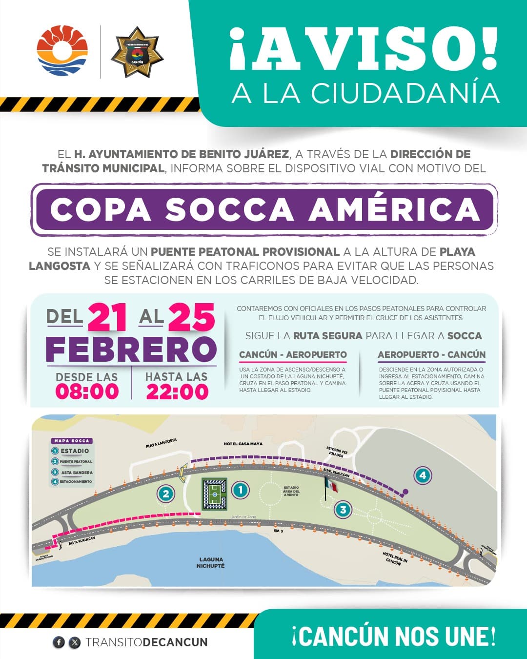 Aplican operativo vial en Zona Hotelera ante Copa Socca